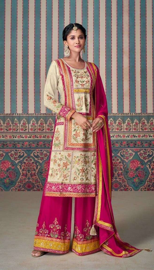Simar Silk Plazzo Suit with Embroidered Dupatta