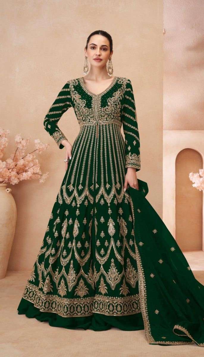 Exquisite Premium Real Chinon Silk Embroidered Gown