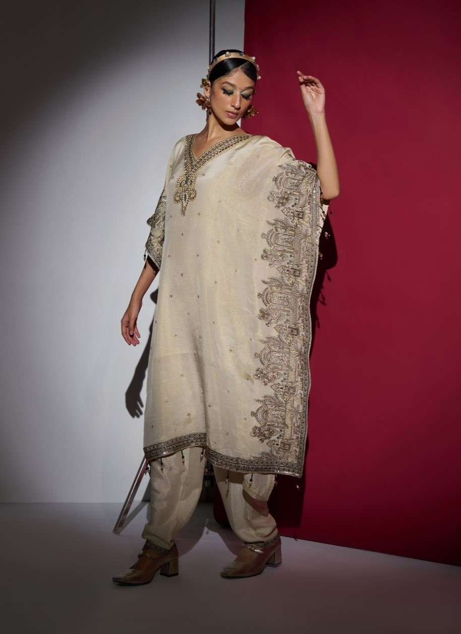 Designer Viscose Shimmer Kaftan with Hand Mirror Work