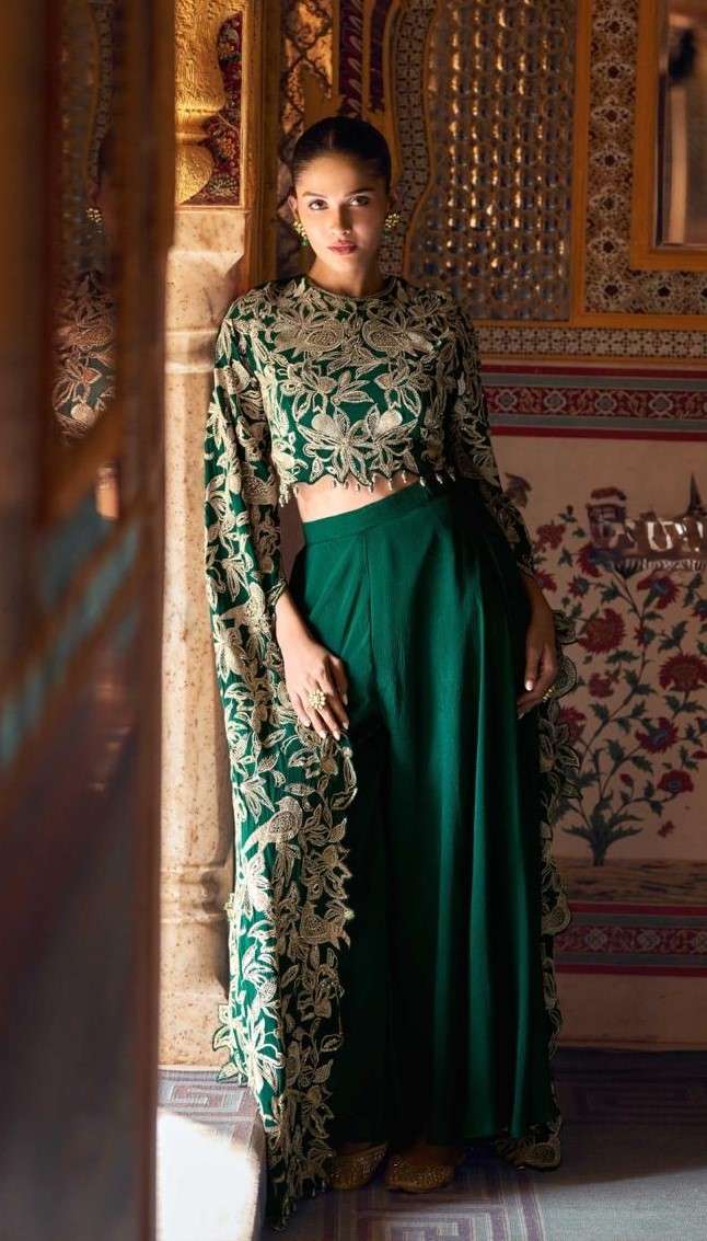 Premium Real Chinon Silk Embroidered Plazzo Set