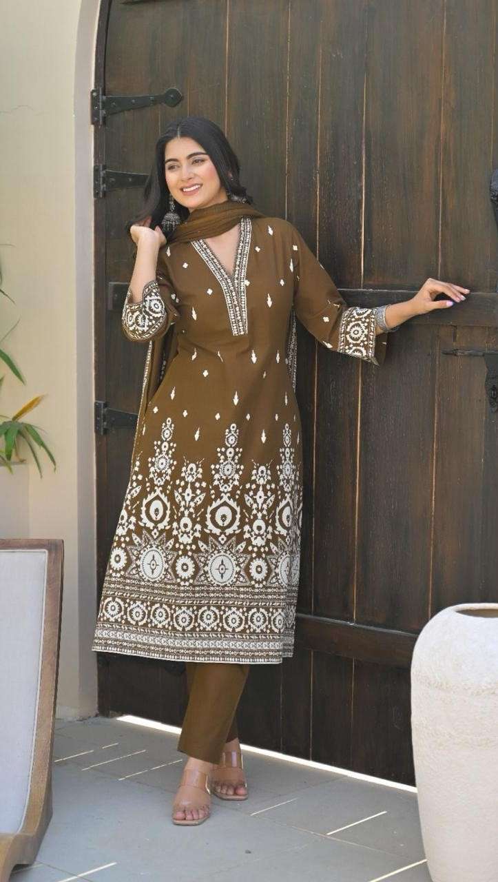 Elegant Cotton Embroidered Anarkali Dress
