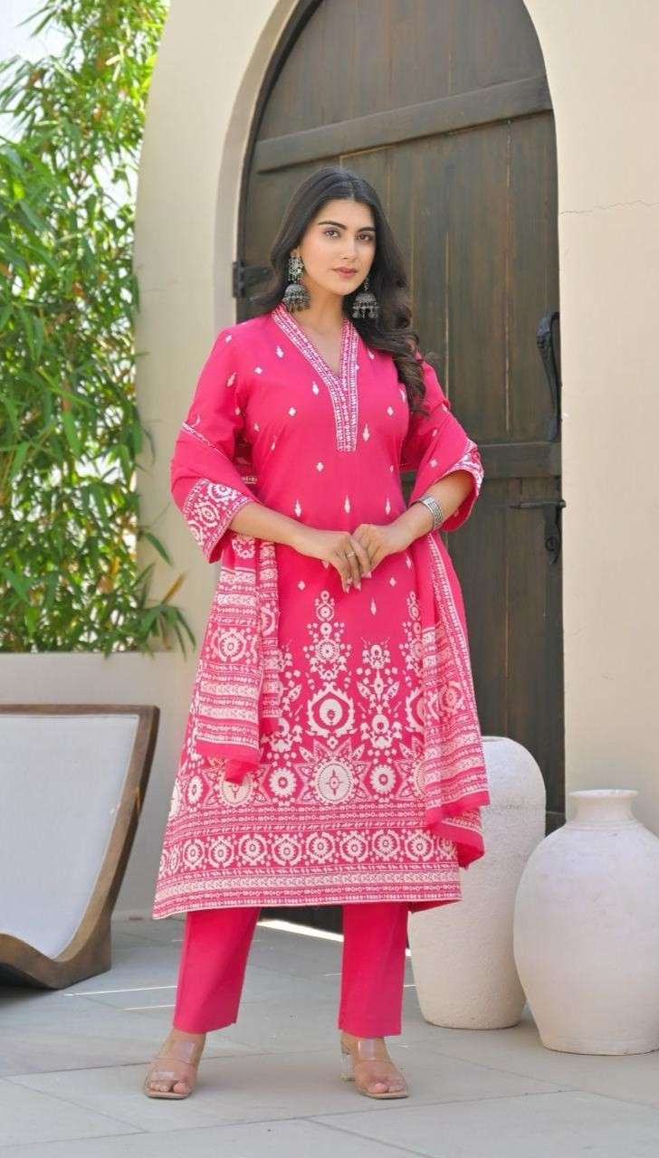 Elegant Cotton Embroidered Anarkali Dress