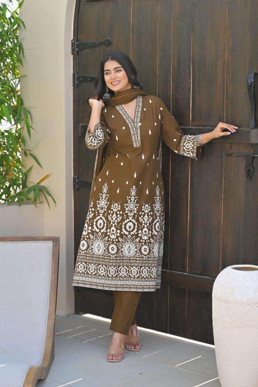 Elegant Cotton Embroidered Anarkali Dress