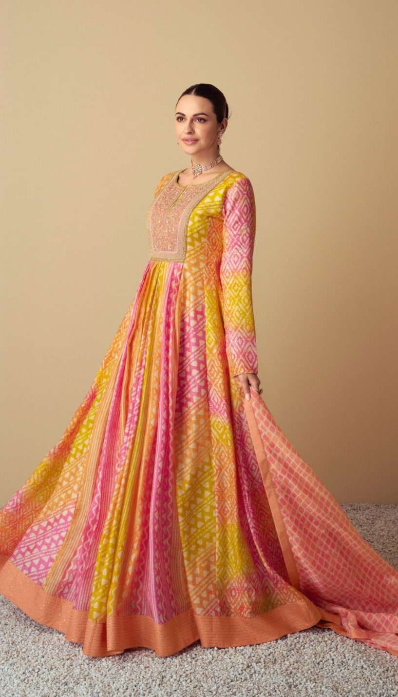 Elegant Anarkali Set in Real Muslin with Tabi Silk Dupatta Designer Digital Print