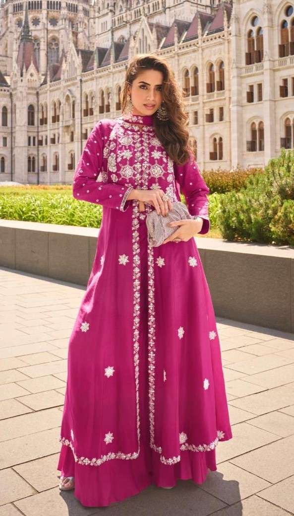 Premium Silk & Organza Sharara Set with Heavy Embroidery