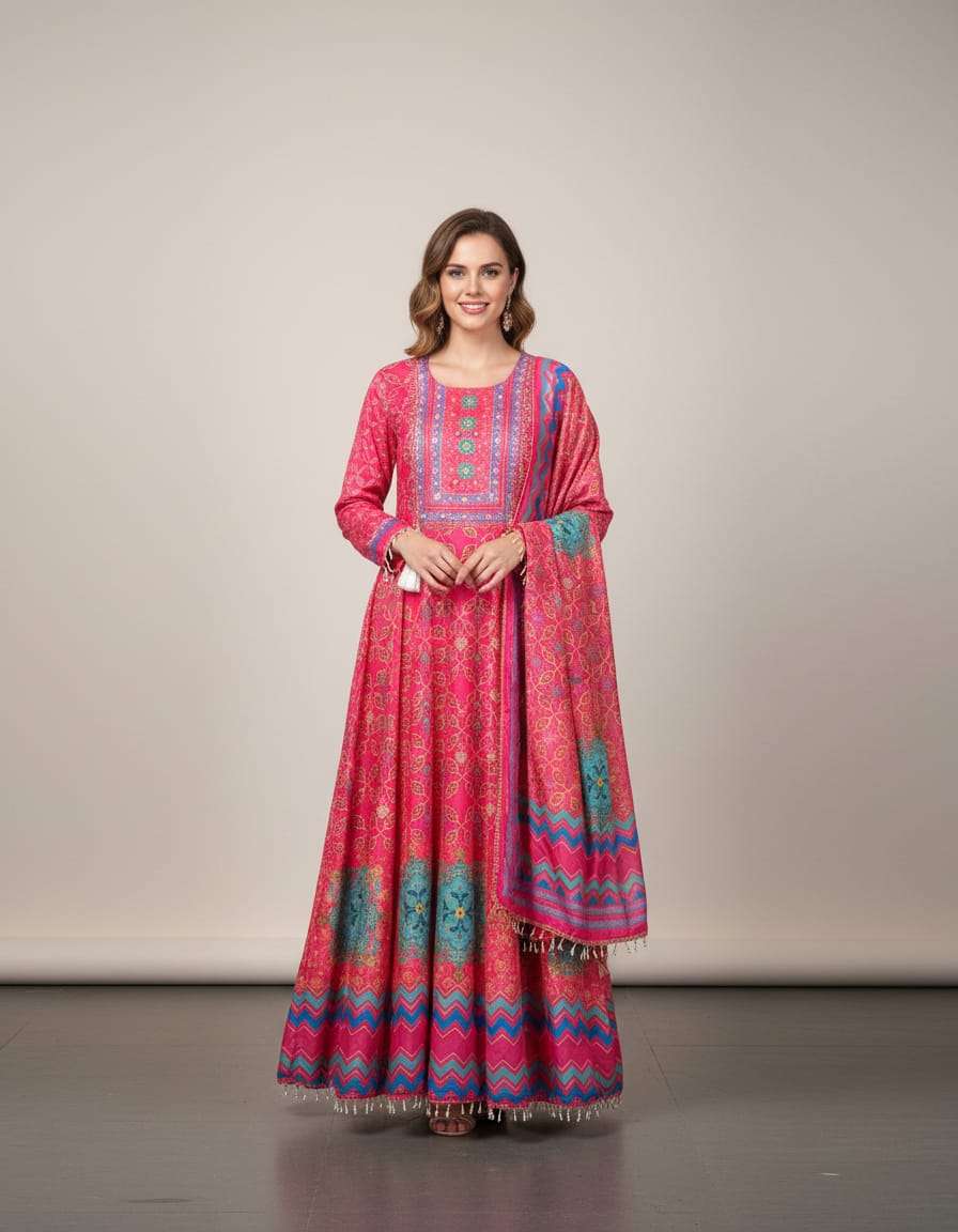 Classic Chinon Anarkali Suit