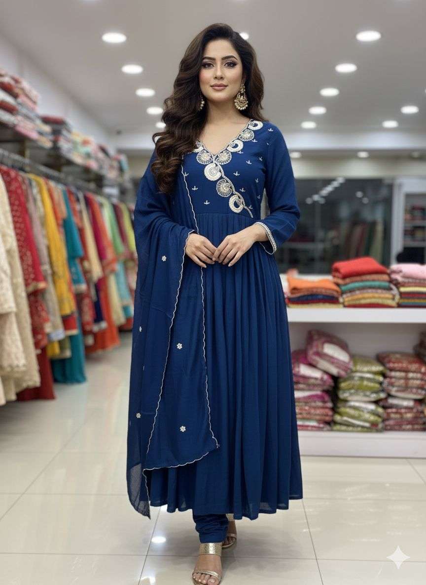 Latest Mulchanderi Anarkali Set for Elegant Ethnic Wear