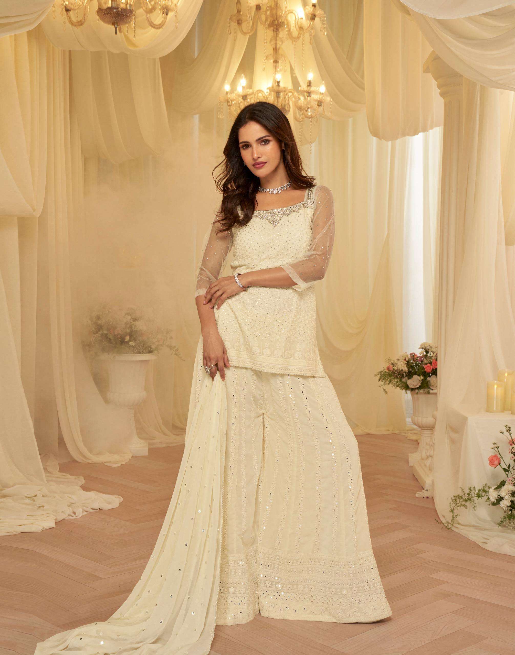 Latest Trend Chikankari Sharara Set with Dupatta 