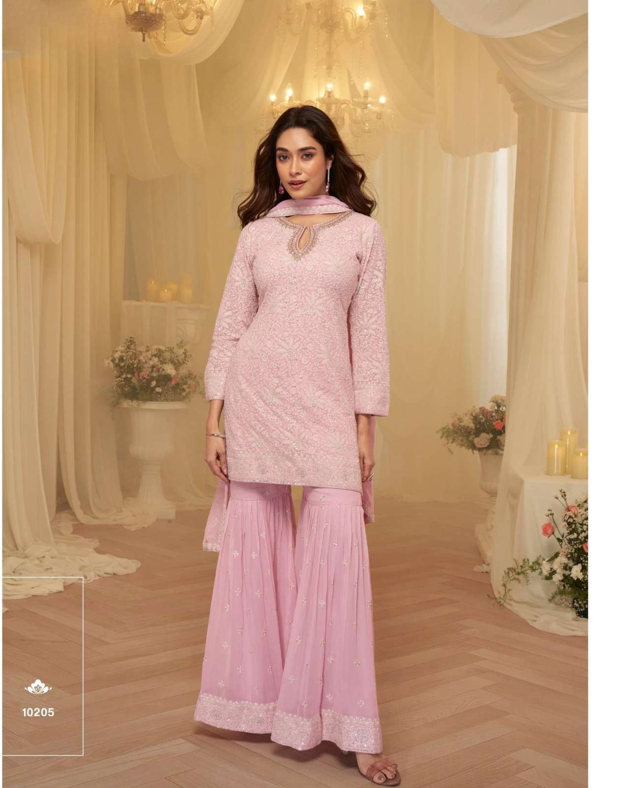Latest Trend Chikankari Sharara Set with Dupatta 