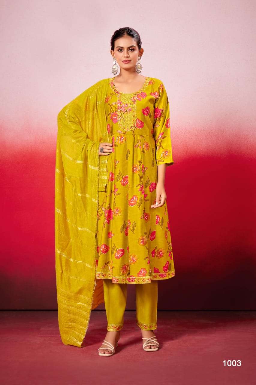 Luxury Embroidered Anarkali Ghera Set with Vatican Silk Bottom