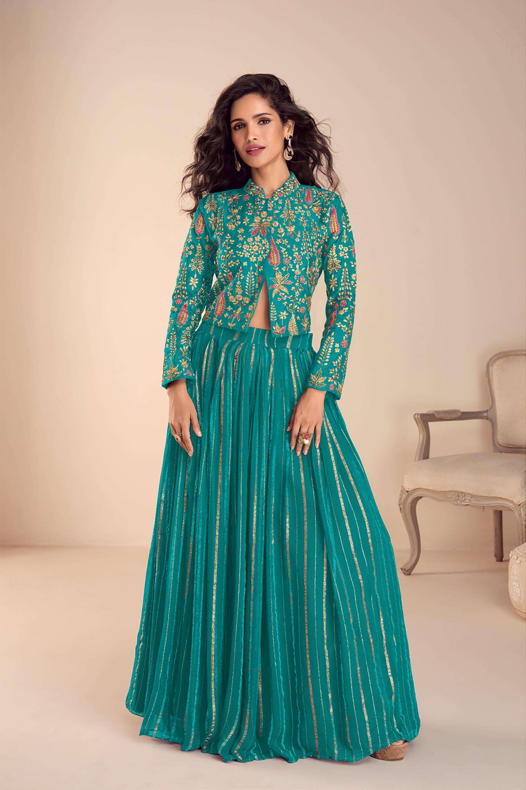 Real Vechitra Silk Top paired with a Pure Viscose Silk Skirt