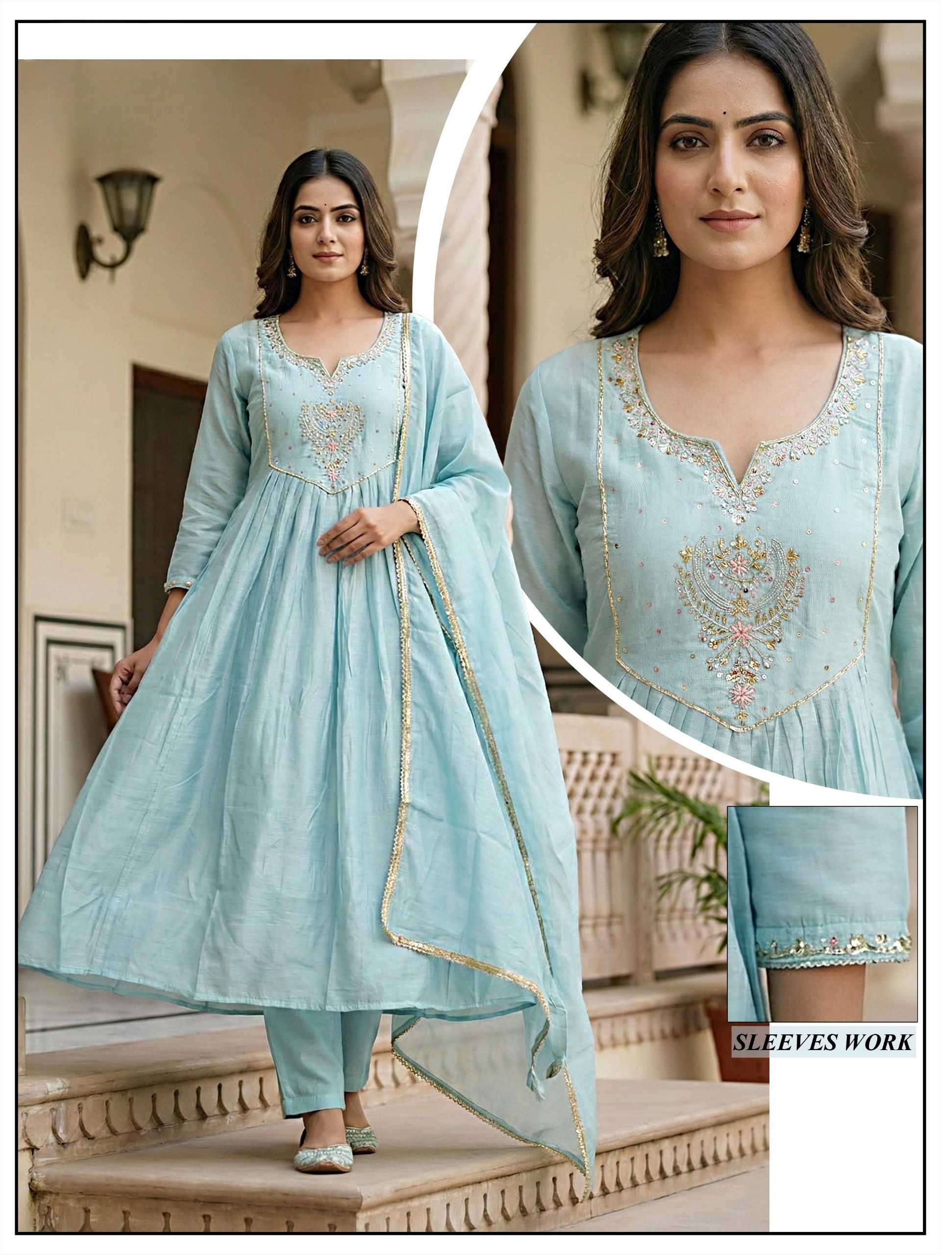 Designer Mul Chanderi Anarkali with Dupatta