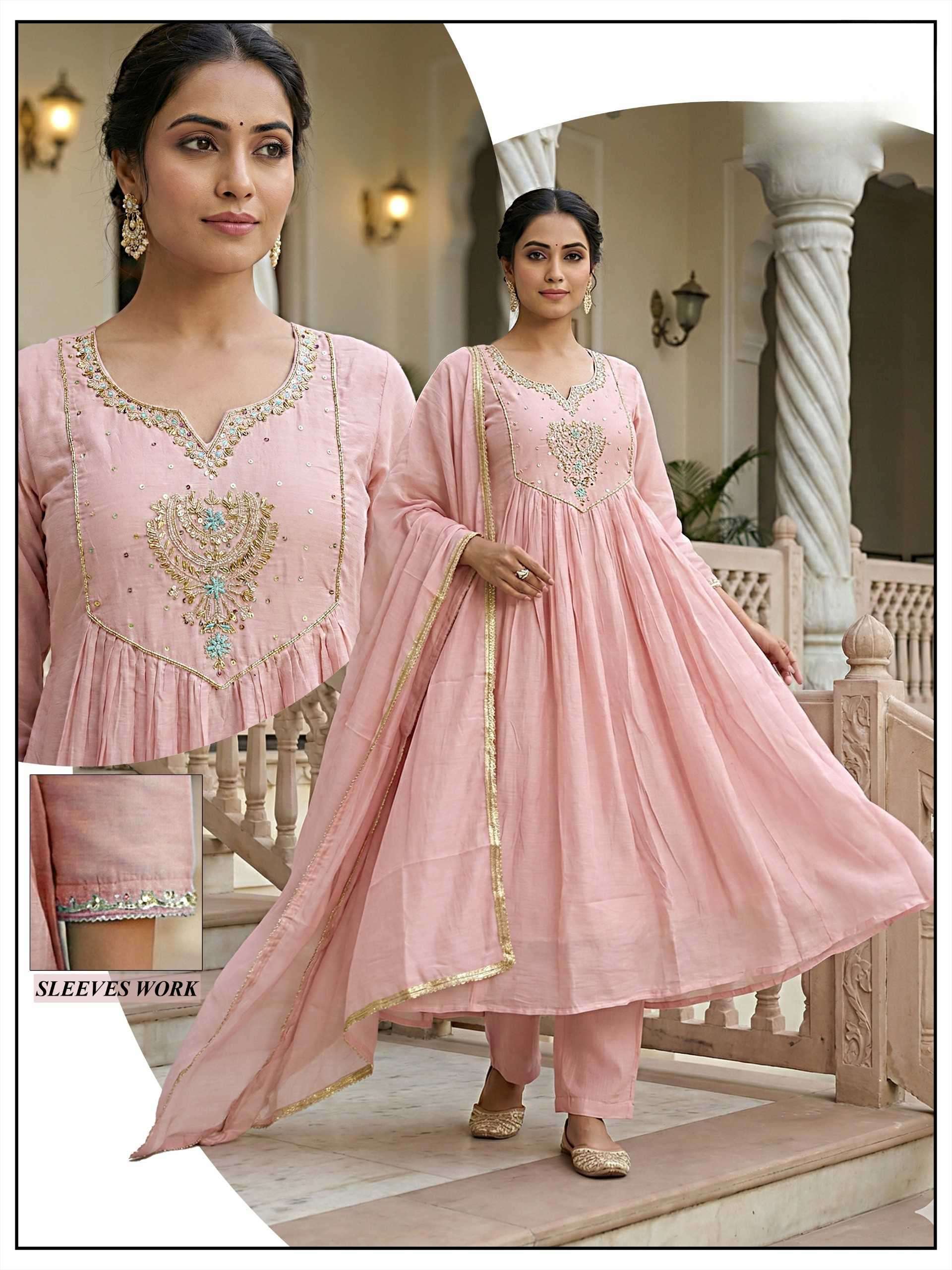 Designer Mul Chanderi Anarkali with Dupatta