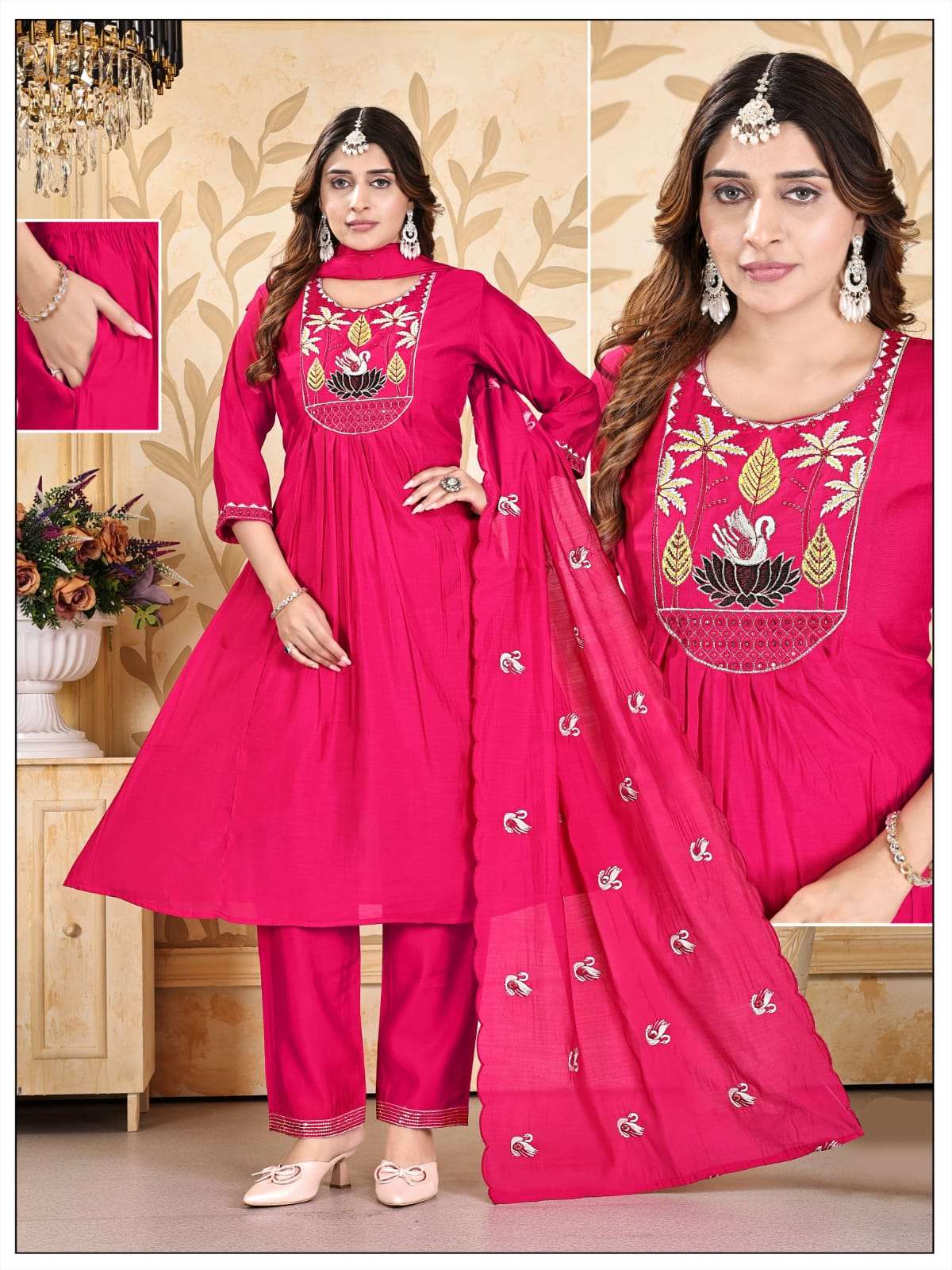Exclusive Maharani Dupatta Work | Roman Top Pant Combo