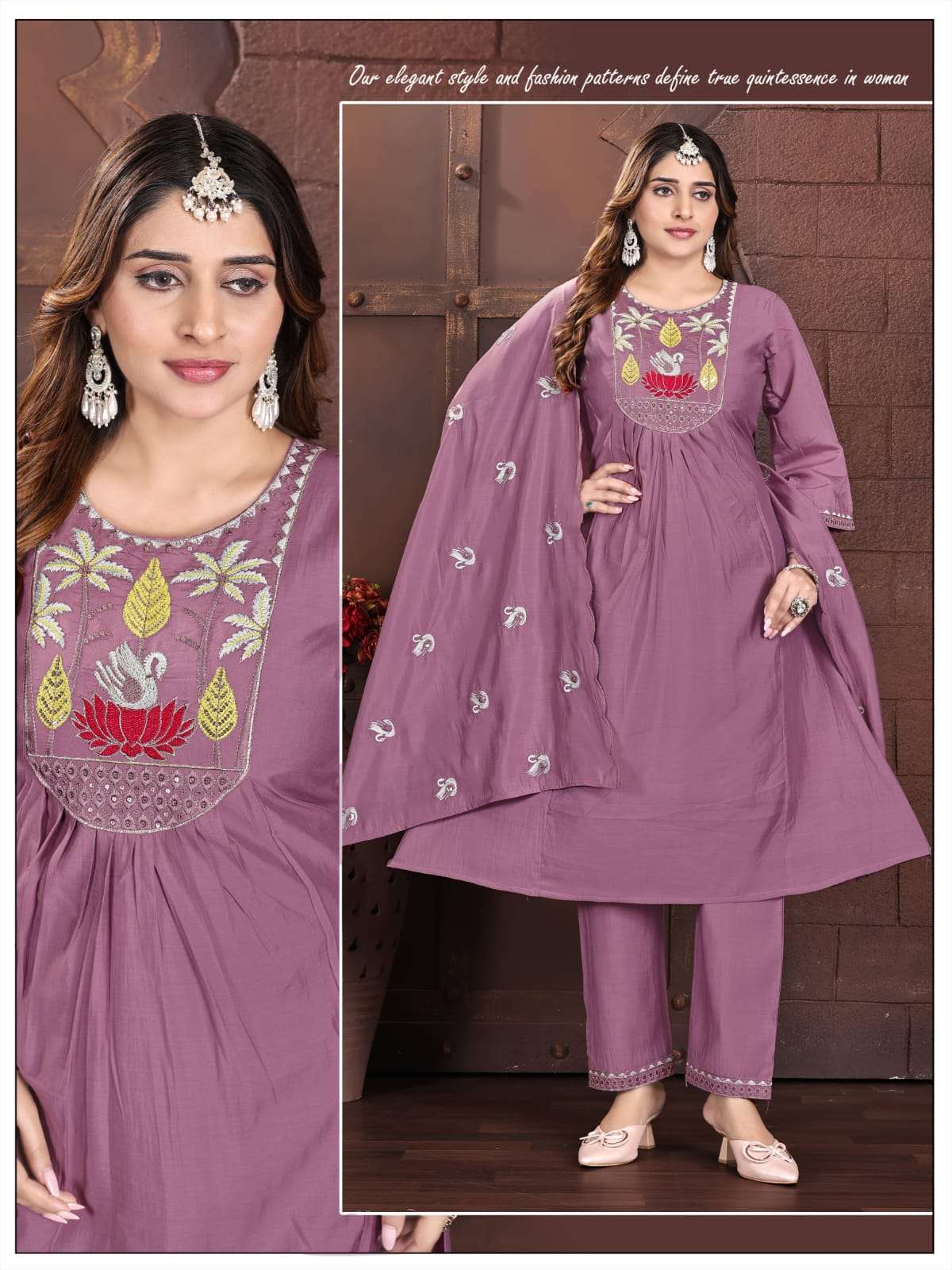 Exclusive Maharani Dupatta Work | Roman Top Pant Combo
