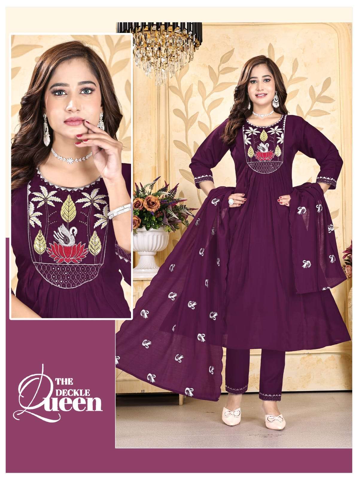 Exclusive Maharani Dupatta Work | Roman Top Pant Combo