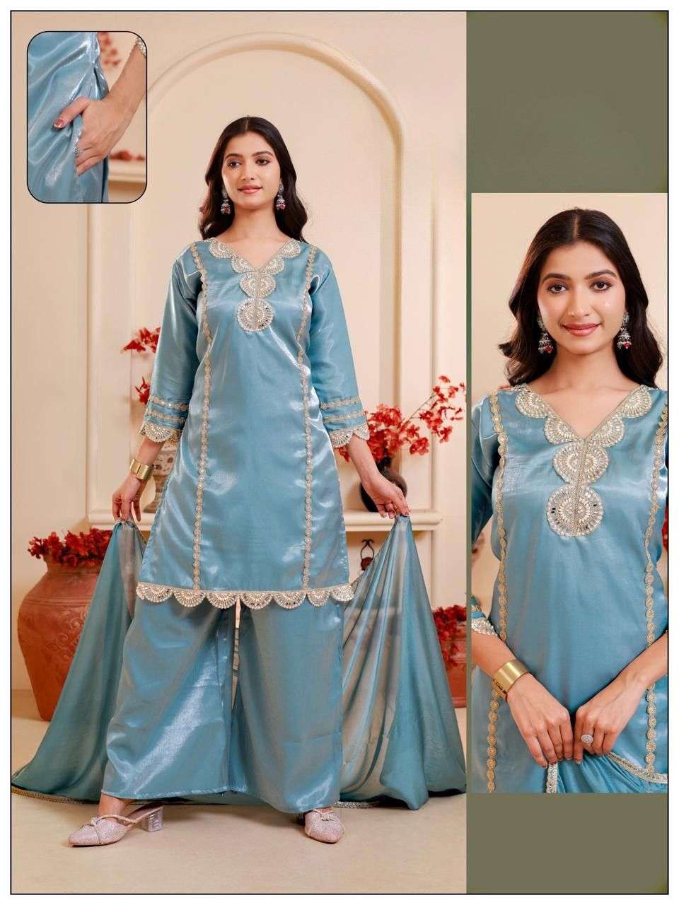 Glass Fabric Sharara Gharara Set for Women