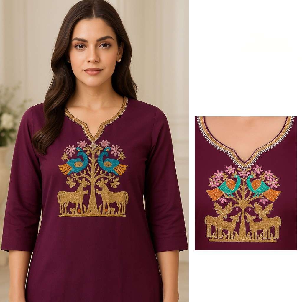 Dabu Print Cotton Kurti for Women with Handcrafted Motif Design