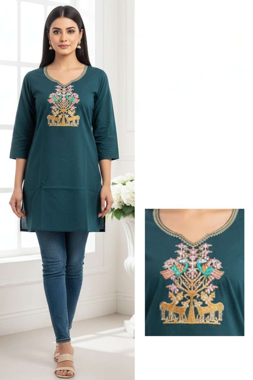 Dabu Print Cotton Kurti for Women with Handcrafted Motif Design