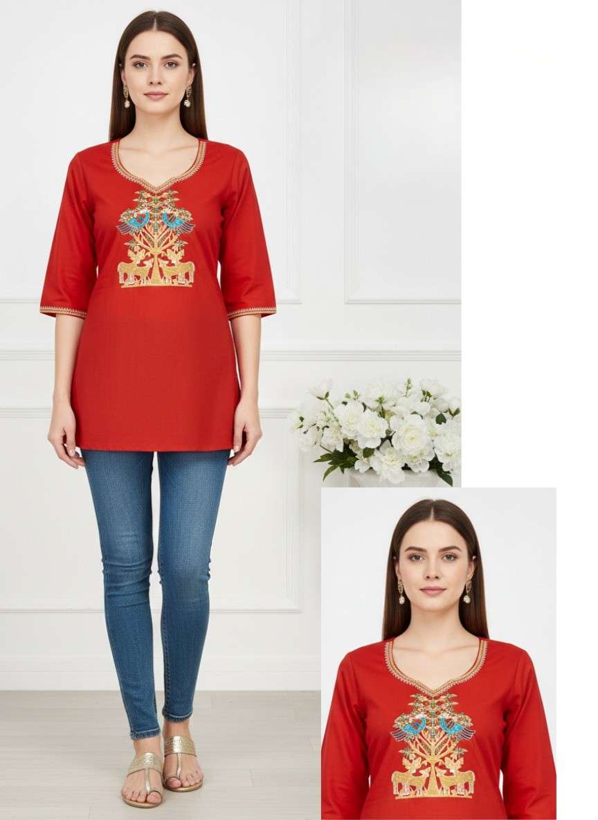 Dabu Print Cotton Kurti for Women with Handcrafted Motif Design