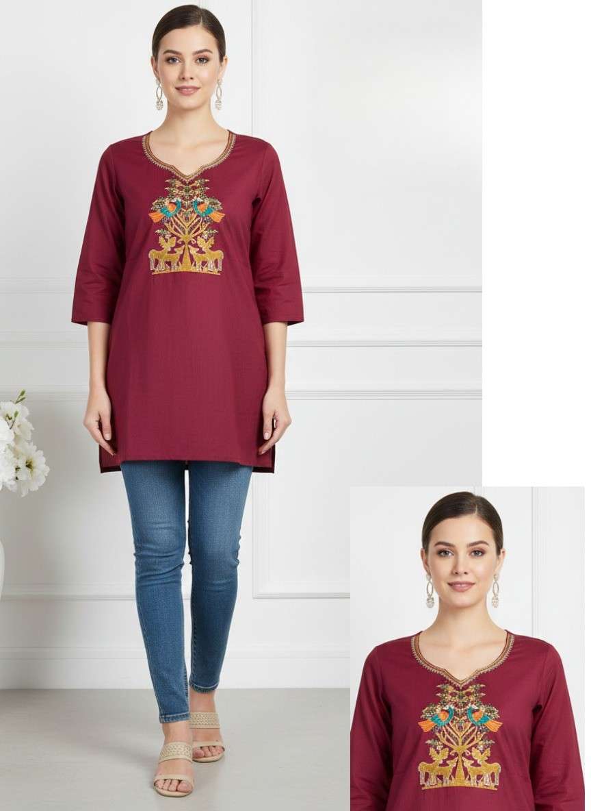 Dabu Print Cotton Kurti for Women with Handcrafted Motif Design
