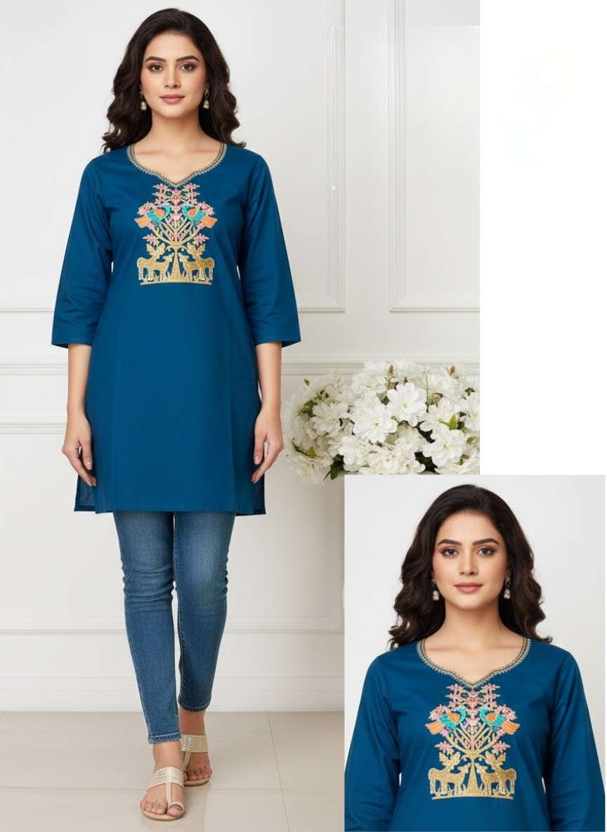 Dabu Print Cotton Kurti for Women with Handcrafted Motif Design