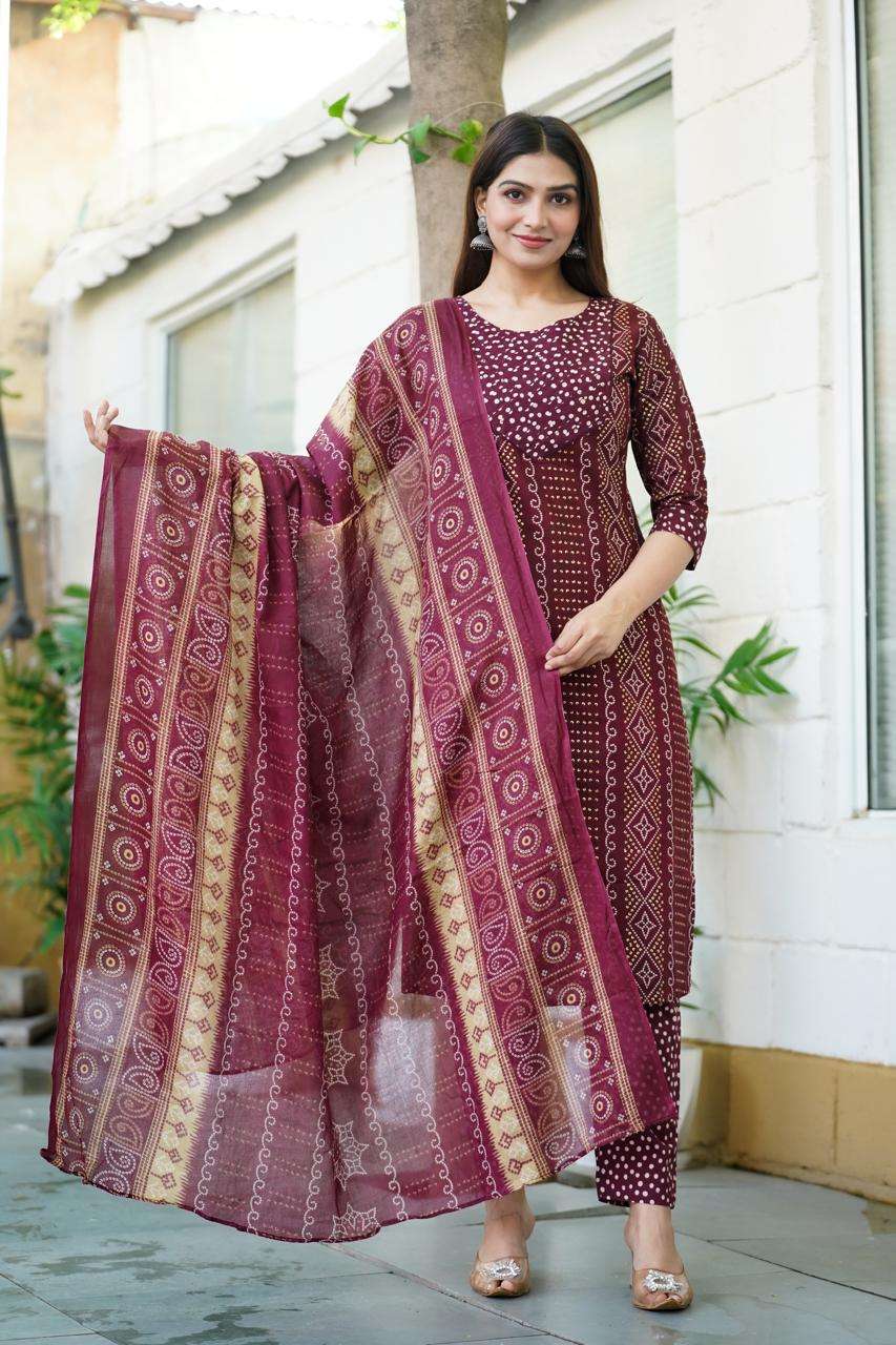 Earthy Rust Handblock Style Cotton Suit Set