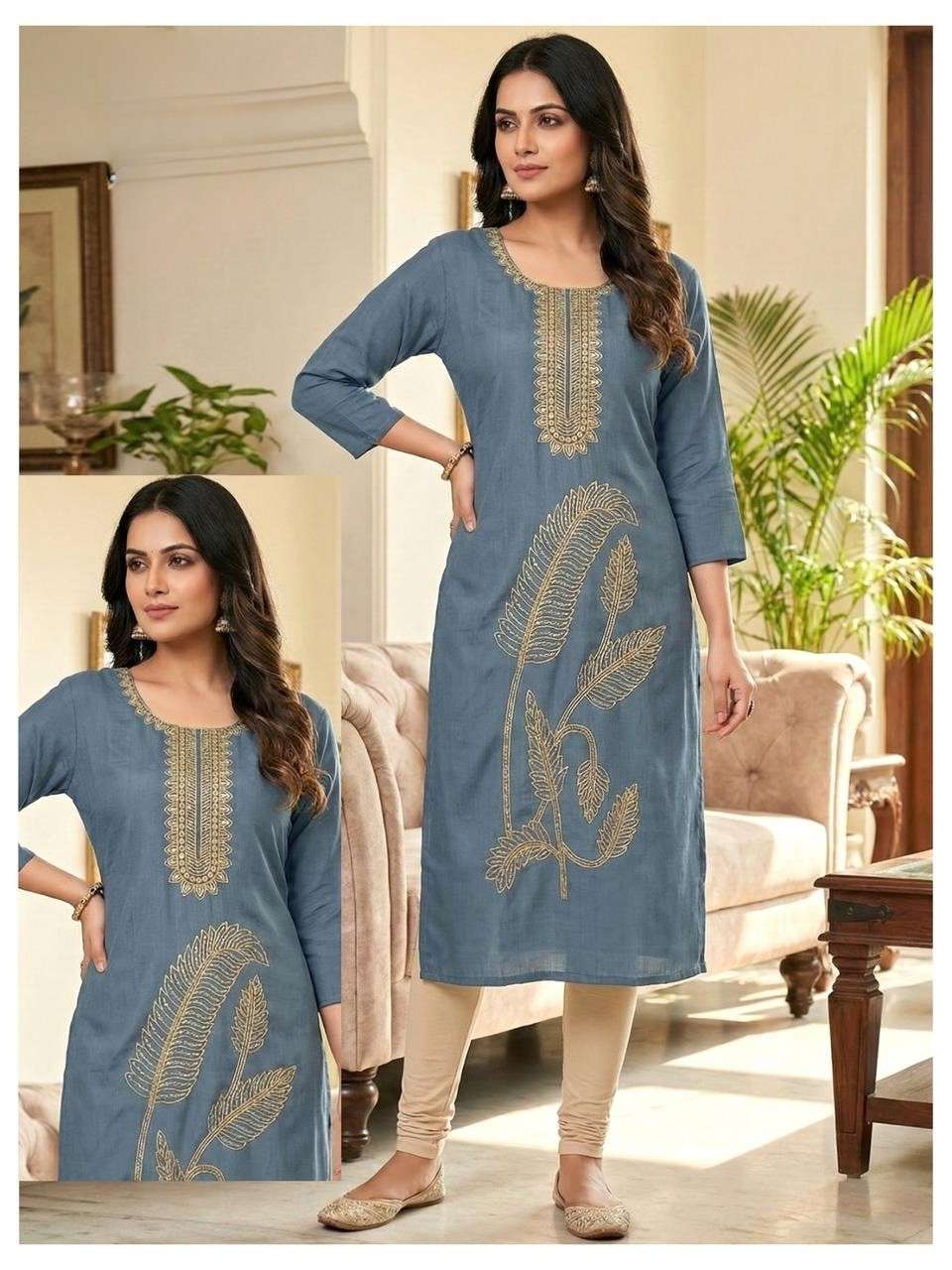 Elegant Office Wear Kurti with Thread Work Design