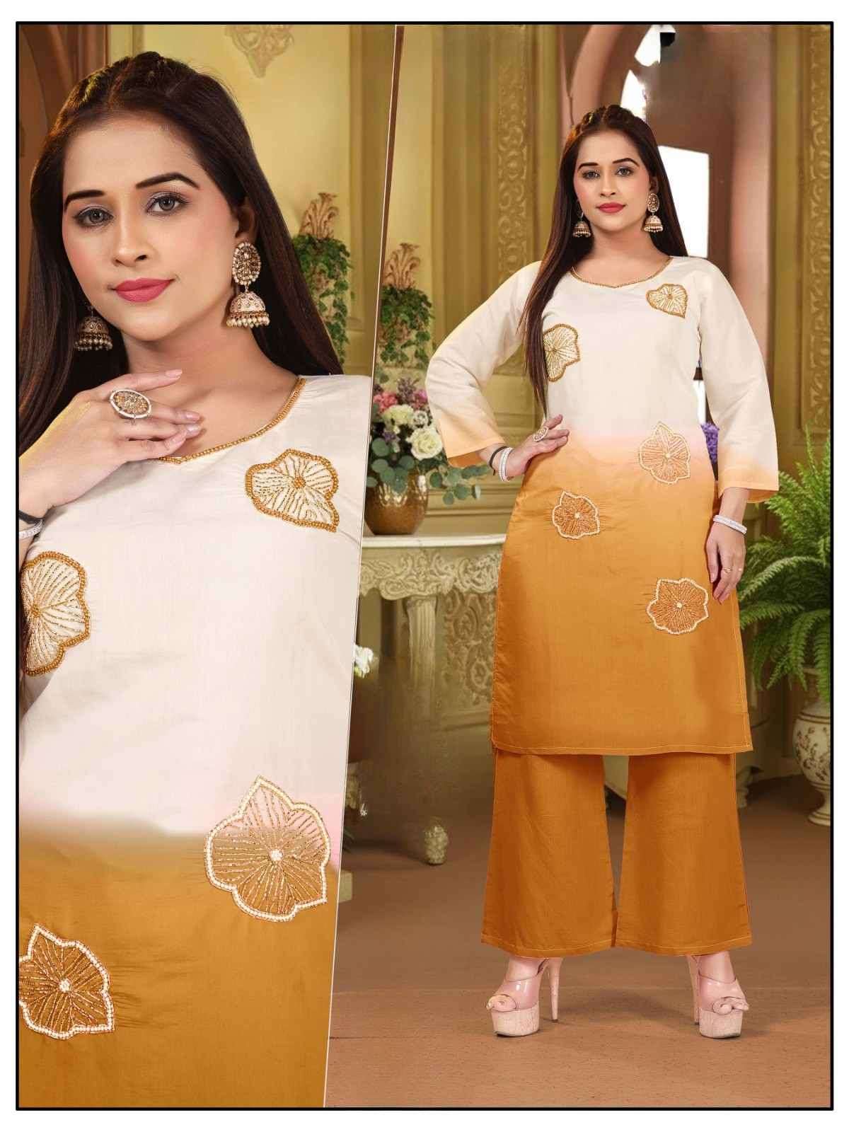 Elegant Roman Silk Ombre Kurti Palazzo Set