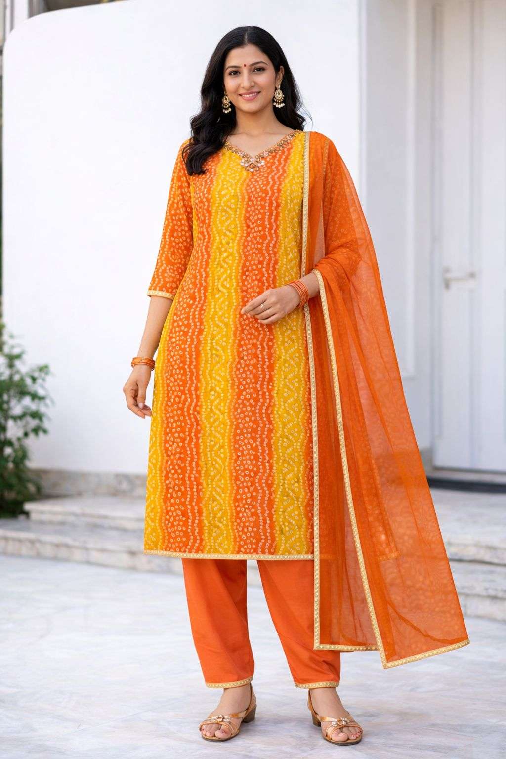 Premium Handwork Neck Kurti Set in Pure Rayon Fabric