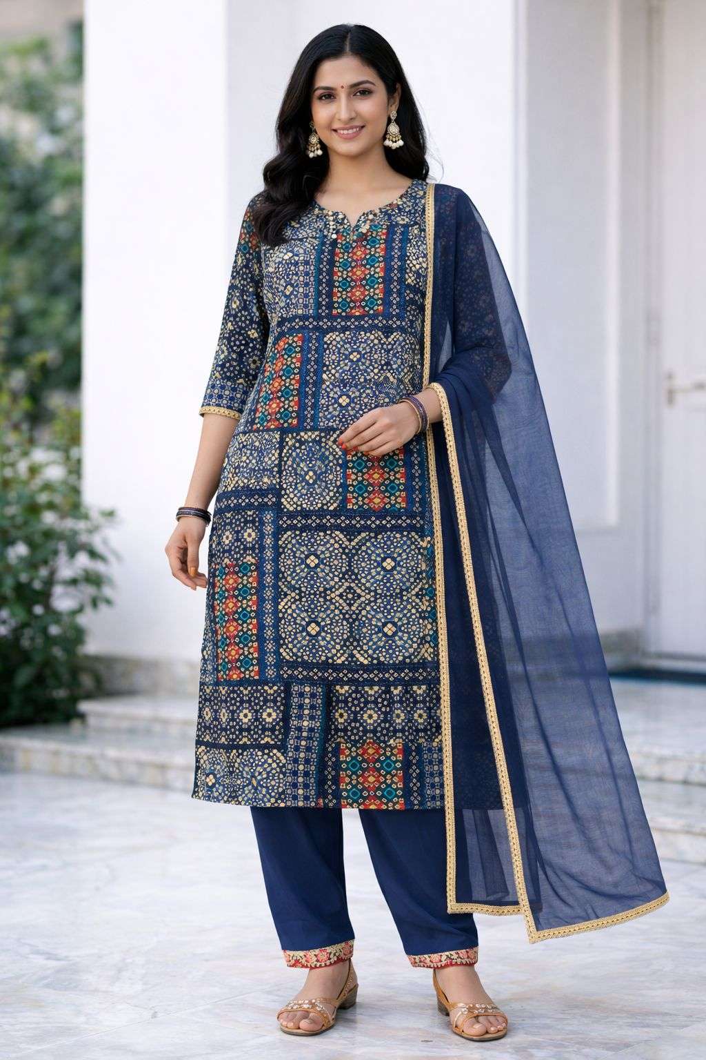 Premium Handwork Neck Kurti Set in Pure Rayon Fabric