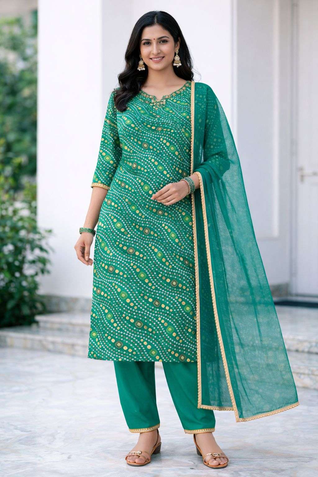 Premium Handwork Neck Kurti Set in Pure Rayon Fabric