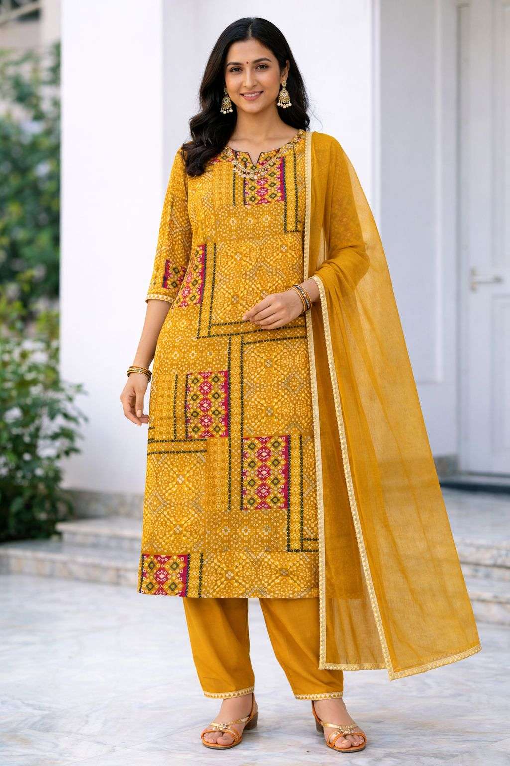 Premium Handwork Neck Kurti Set in Pure Rayon Fabric