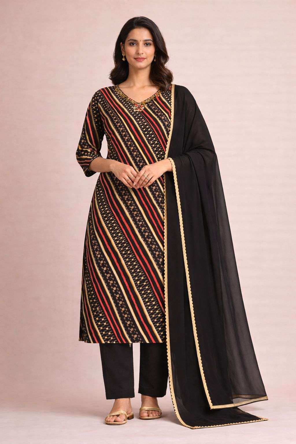 Premium Pure Rayon Kurti Set with Handwork Neck Design