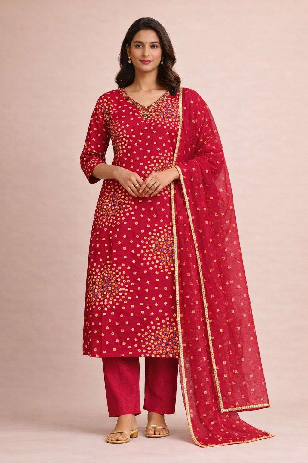 Premium Pure Rayon Kurti Set with Handwork Neck Design