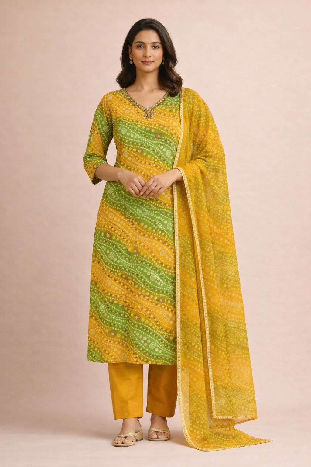 Premium Pure Rayon Kurti Set with Handwork Neck Design