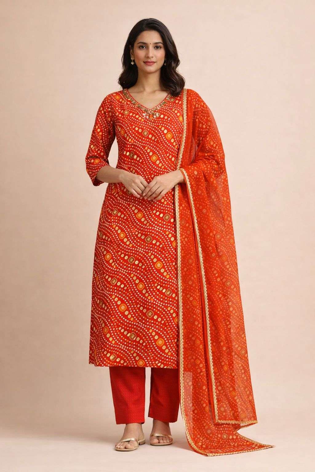 Premium Pure Rayon Kurti Set with Handwork Neck Design