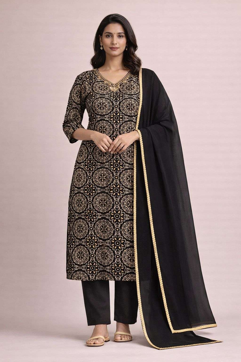 Premium Pure Rayon Kurti Set with Handwork Neck Design