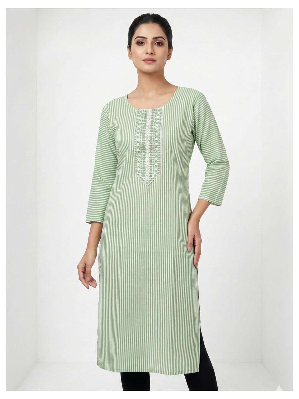 Stylish Striped Embroidered Kurti for Women
