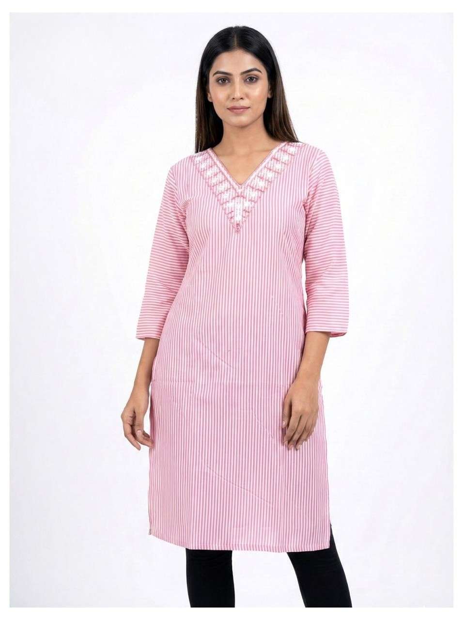 Stylish Striped Embroidered Kurti for Women