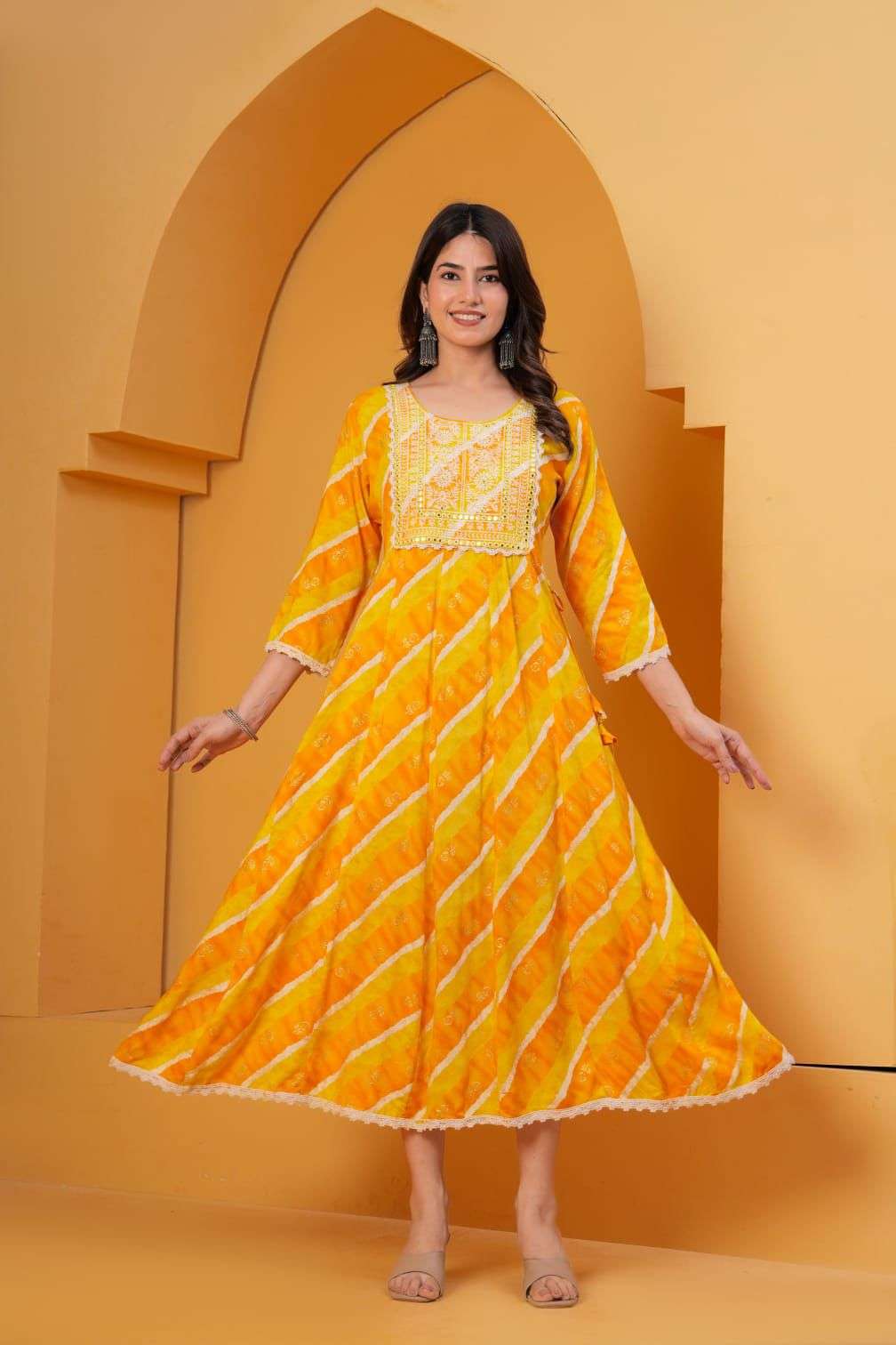 Trendy Rayon Printed Ethnic Dress