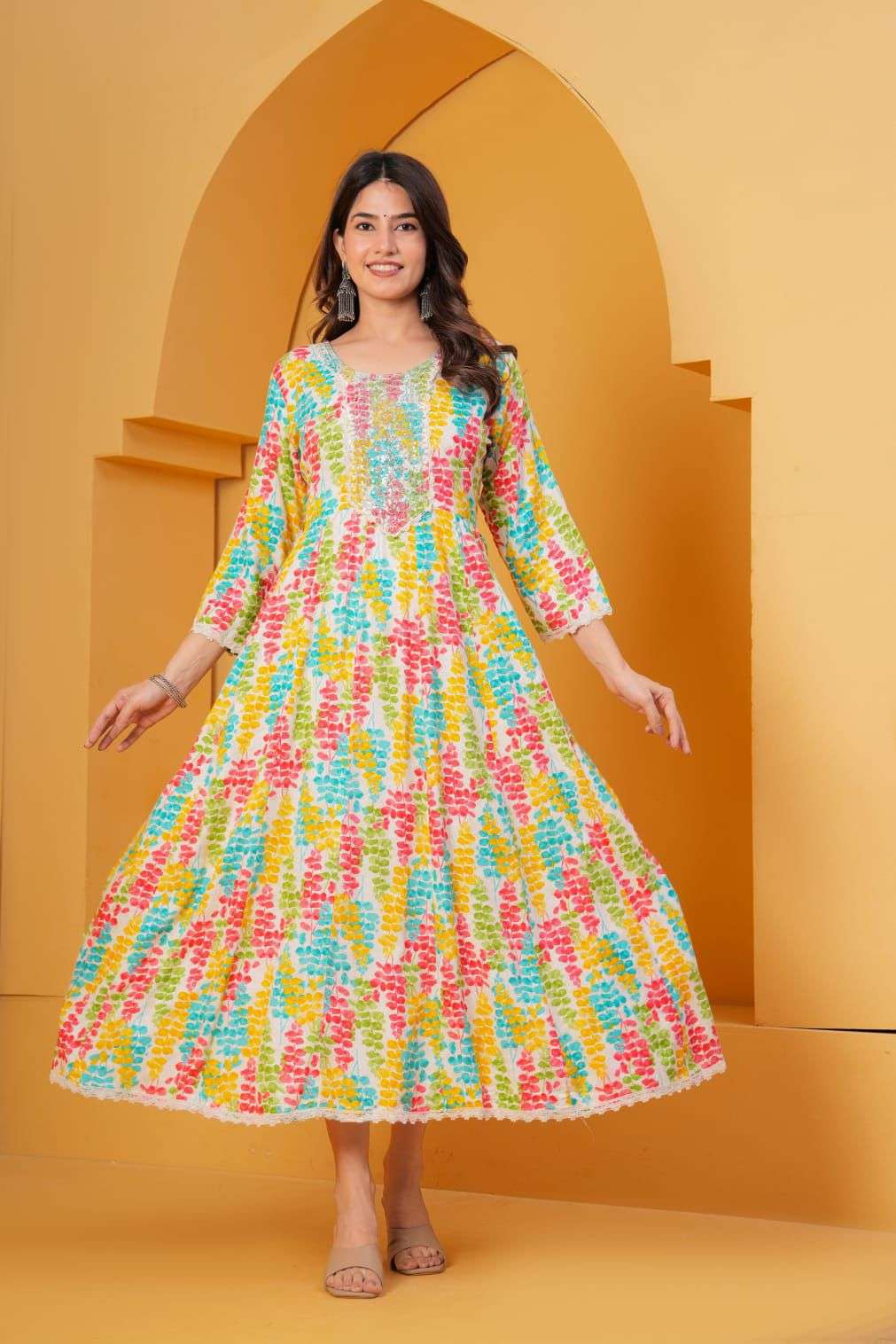 Trendy Rayon Printed Ethnic Dress