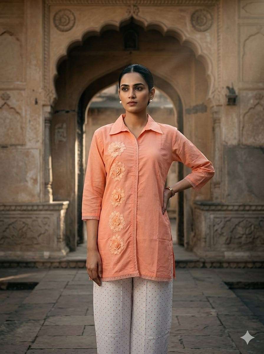 Modern Vertican Fabric Kurta Set with Designer Work
