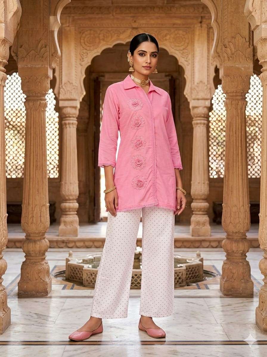 Modern Vertican Fabric Kurta Set with Designer Work