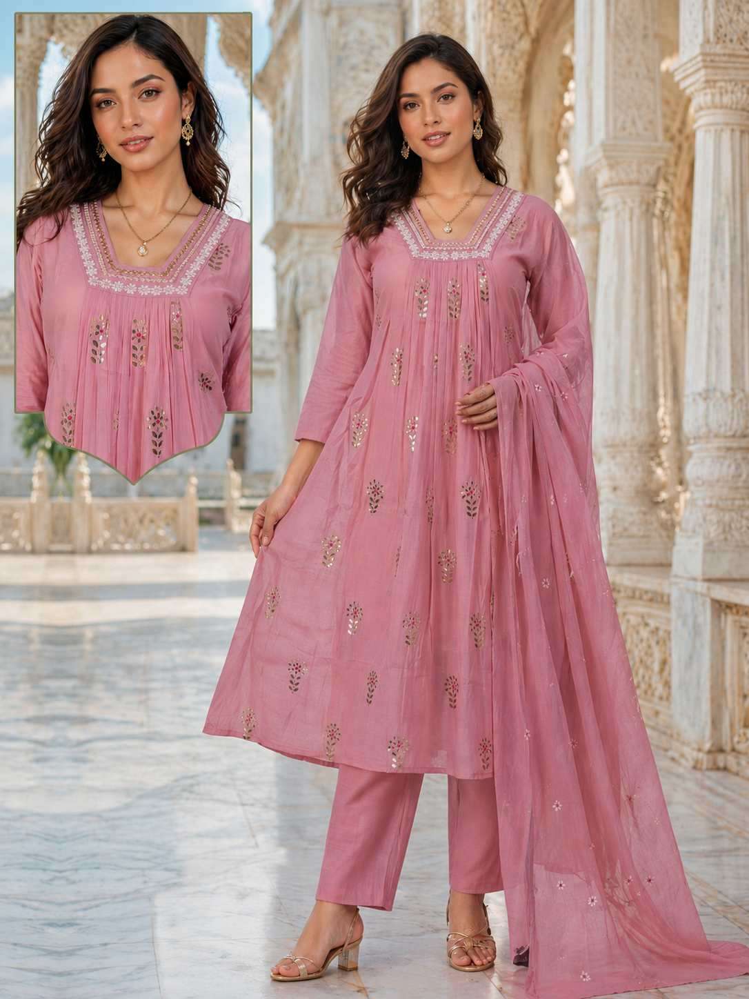 Designer Anarkali Kurti Set with Dupatta | Elegant Ethnic Wear Collection