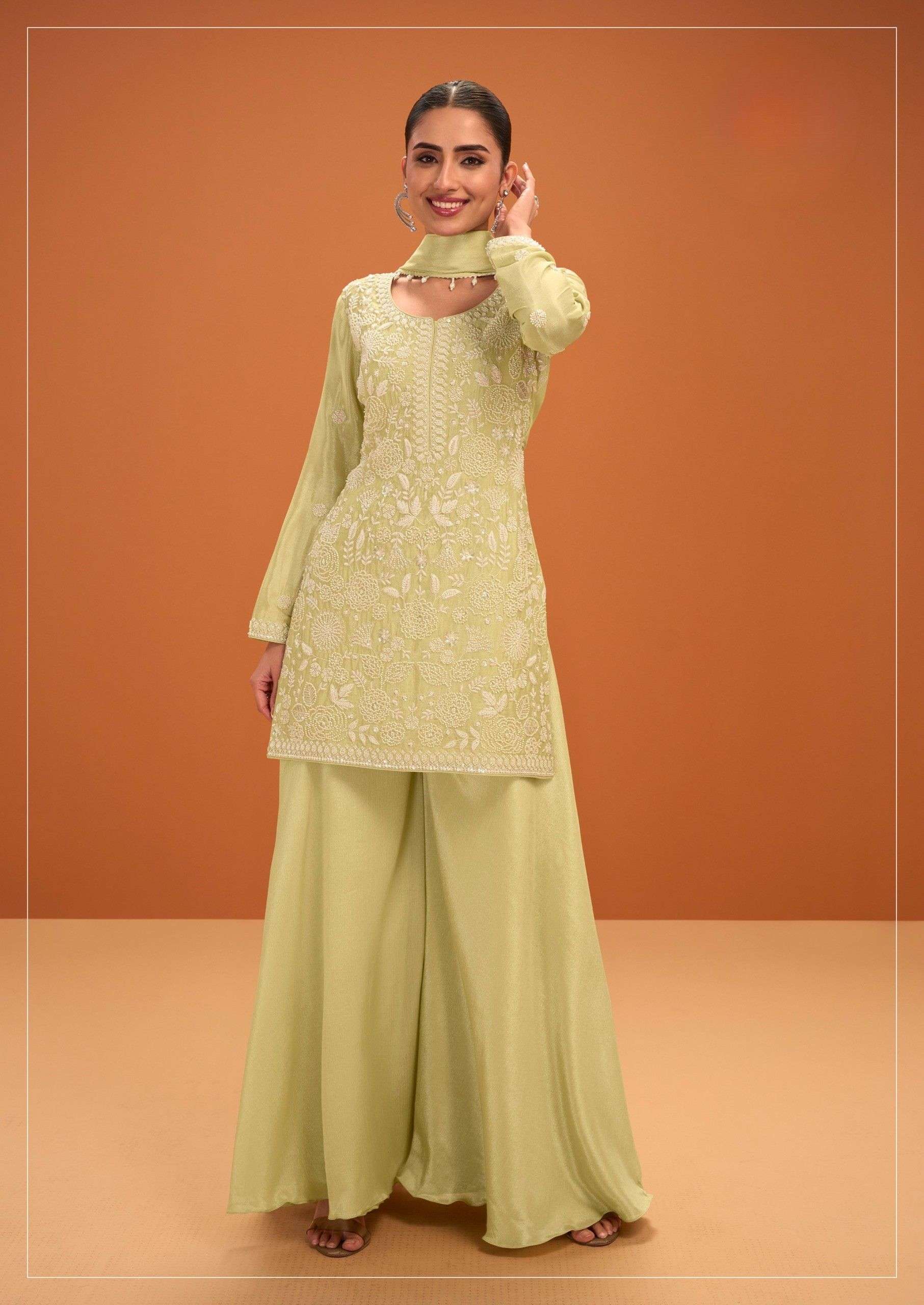 Designer Embroidered Sharara Suit Set