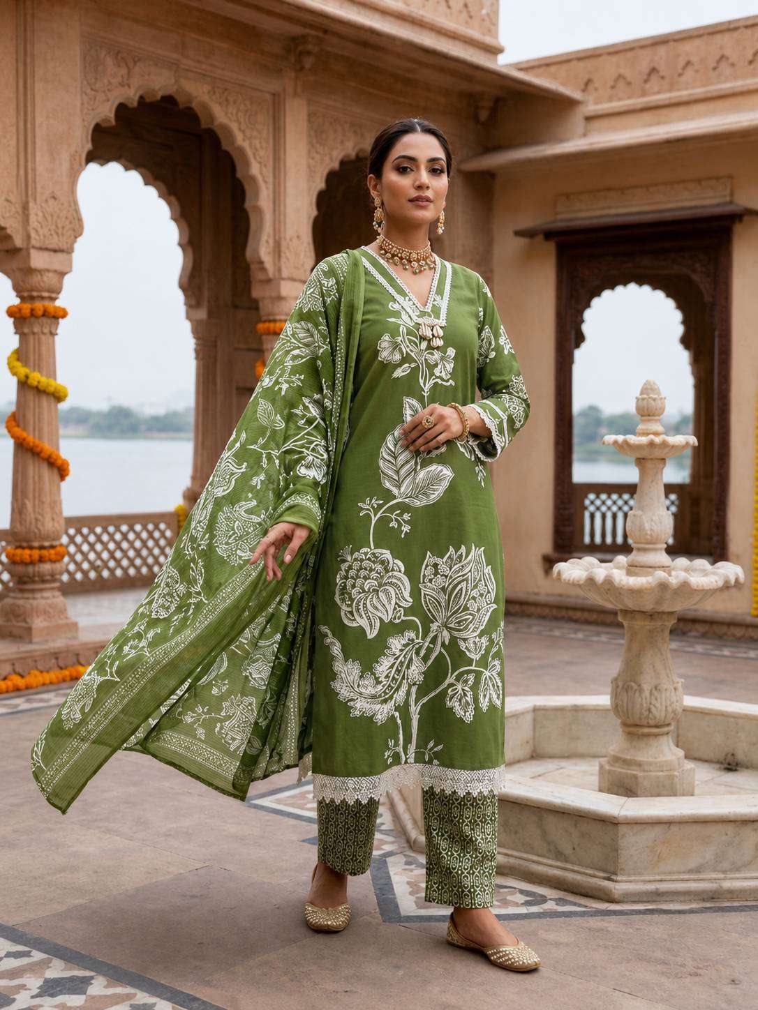 Designer Floral Printed Kurti Set with Dupatta | Elegant Ethnic Wear Collection