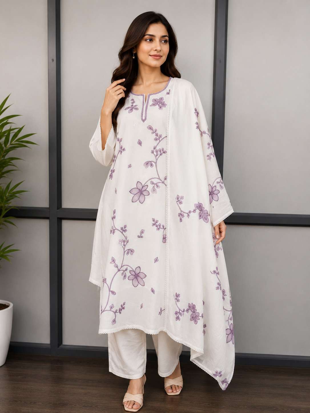 Elegant Crimson Embroidered Kurta Set with Dupatta