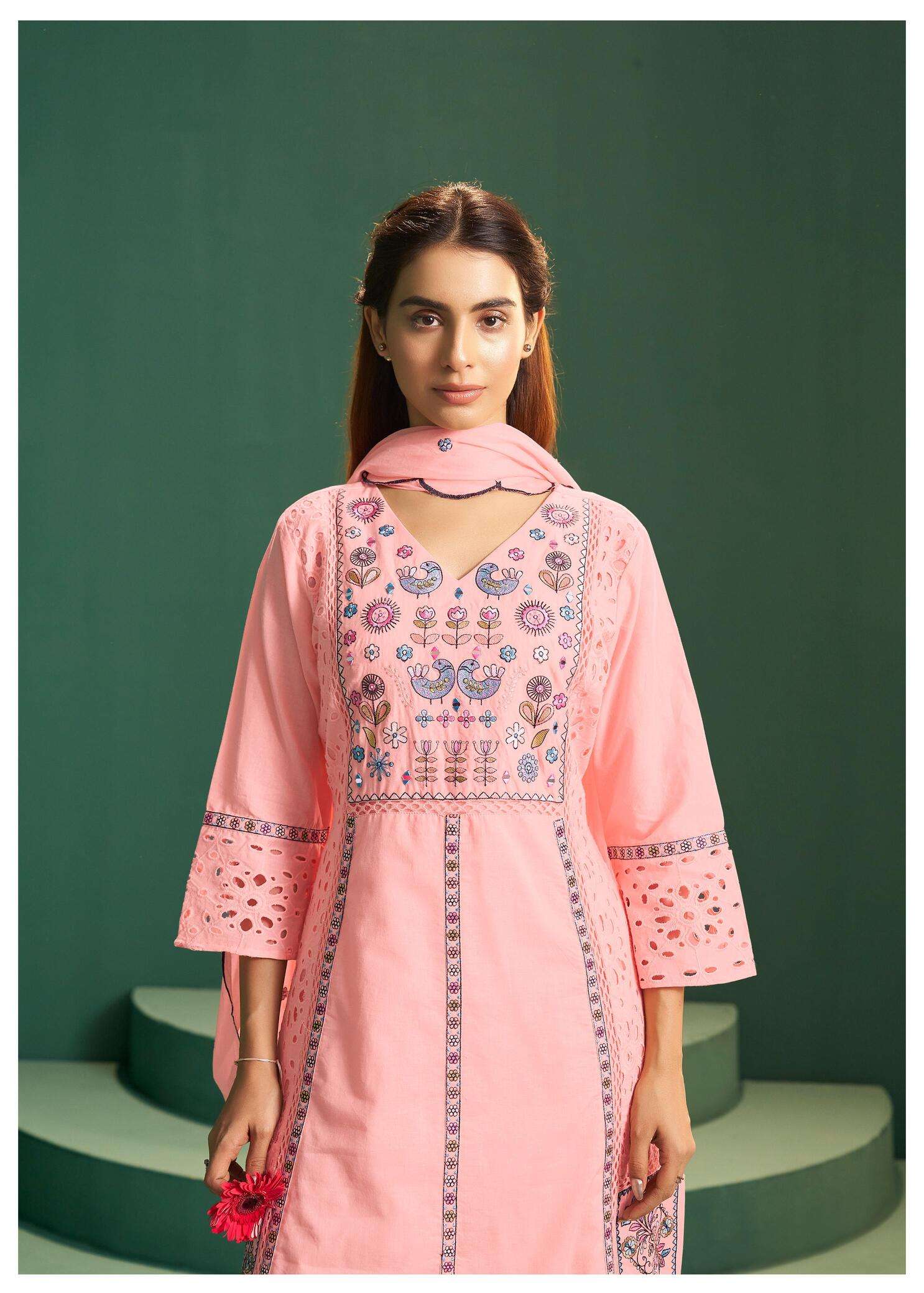gajari Embroidered Kurta Palazzo Set with Dupatta 