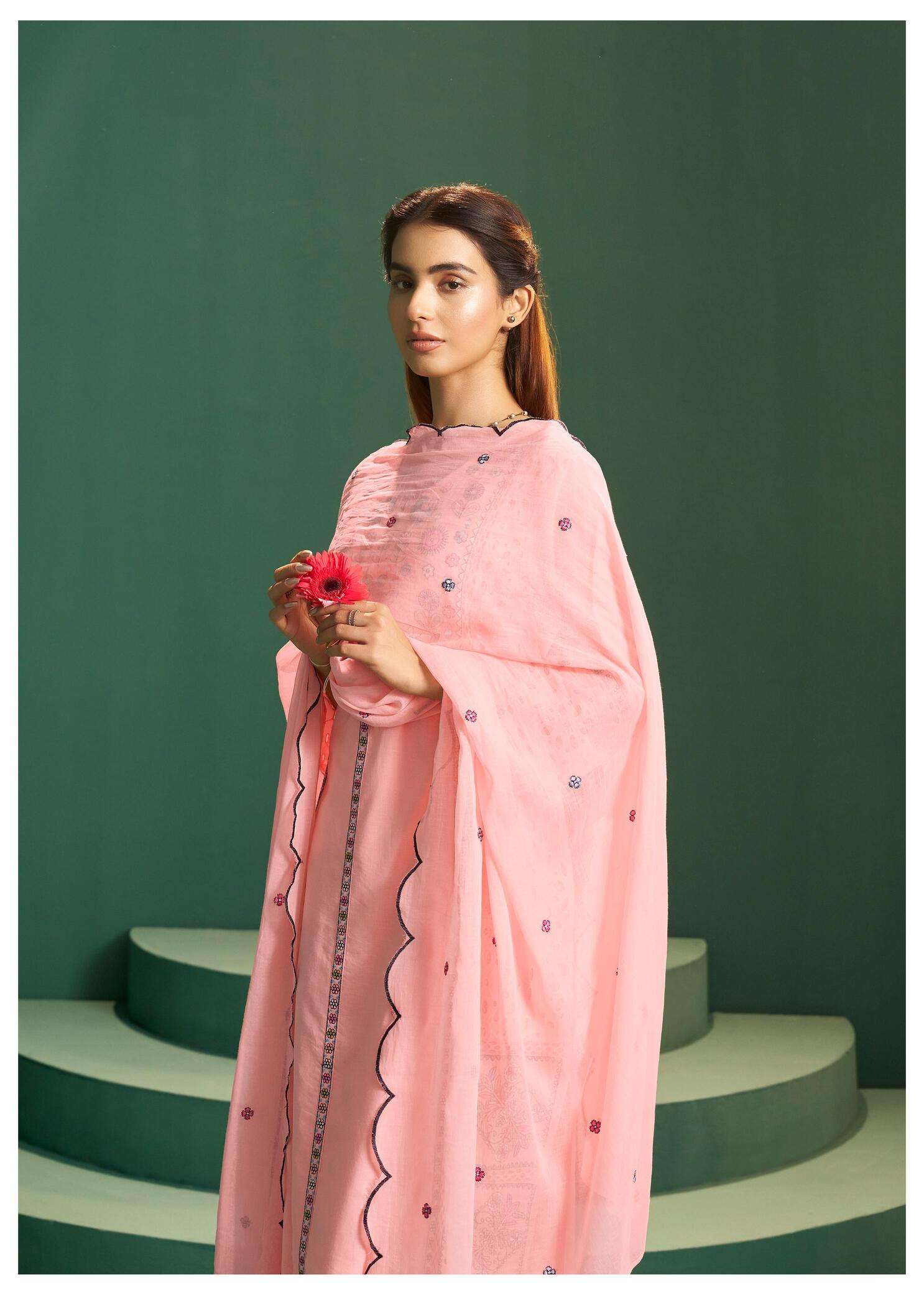 gajari Embroidered Kurta Palazzo Set with Dupatta 